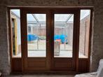 Dubbele deuren met kozijn - Hout en glas, Ophalen, Gebruikt, Overige typen, Hout