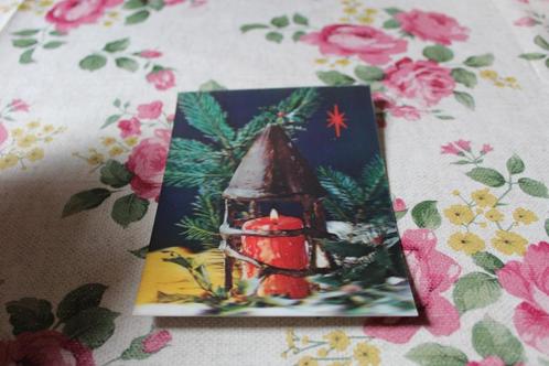 3D Stereo Kerst Postkaart - Rode brandende Kaars Zwitserland, Verzamelen, Ansichtkaarten | Themakaarten, Gelopen, 1960 tot 1980