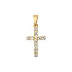Gouden Kruishangertje met zirkonia - 14 karaat goud, Nieuw, Ophalen of Verzenden, Kruis of Symbool, Goud