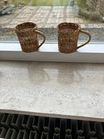 2 RIETEN THEEGLAS HOUDERS VAN DE 70’ER JAREN, Ophalen of Verzenden, Zo goed als nieuw
