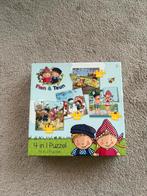 Fien & Teun puzzel 4 in 1 educatief peuter speelgoed, Ophalen of Verzenden, Minder dan 10 stukjes, Zo goed als nieuw, 2 tot 4 jaar