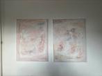 Abstract japandi pastel tinten 2 luik, Ophalen of Verzenden