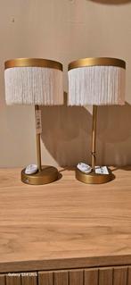 Goud oplaadbaar tafellampje met witte franjes, Ophalen of Verzenden, Nieuw, Metaal, Minder dan 50 cm