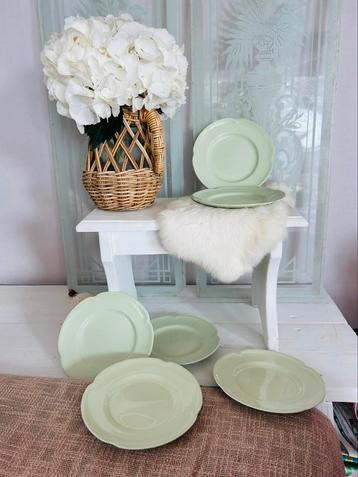 Greendawn Johnson Bros 6x mintgroene taartbordjes antiek izg beschikbaar voor biedingen