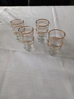 8  vintage Franse borrel/shot glaasjes met gouden strepen, Ophalen of Verzenden, Zo goed als nieuw
