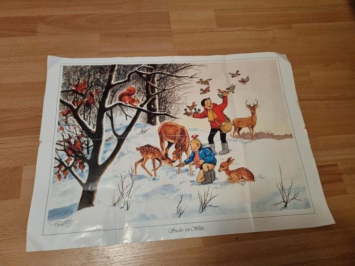 Vintage Suske & Wiske poster Wandplaat - Sprookje in het Bos, Verzamelen, Stripfiguren, Gebruikt, Plaatje, Poster of Sticker, Suske en Wiske