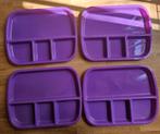 4 Paarse Plastic (Kunstof) Bordjes Met Vakjes, Ophalen of Verzenden, Zo goed als nieuw