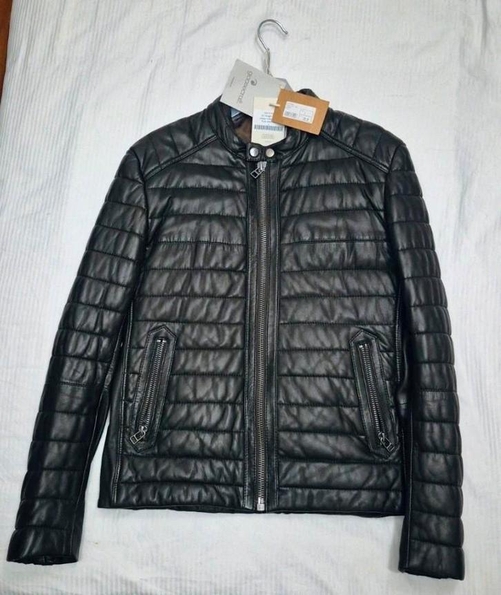 LEREN BIKER JACK GOOSECRAFT, Kleding | Heren, Jassen | Zomer, Nieuw, Maat 52/54 (L), Bruin, Verzenden