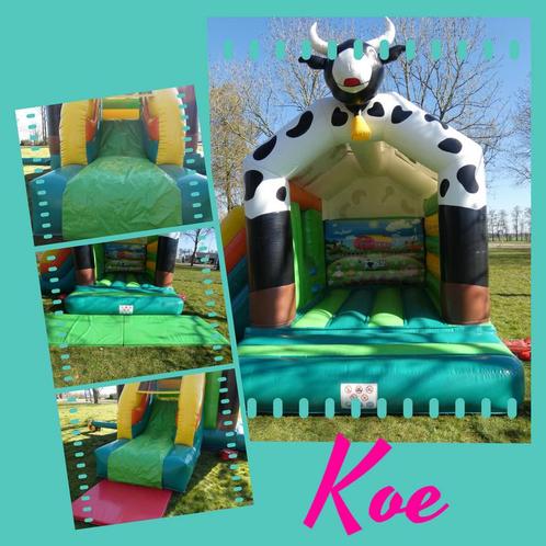 Te Huur Springkussen Koe met glijbaan, Hobby en Vrije tijd, Feestartikelen | Verhuur, Zo goed als nieuw, Overige, Ophalen