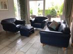 Montel  kobalt blauw leren, Huis en Inrichting, Fauteuils, Ophalen, Zo goed als nieuw