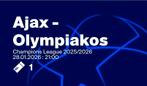 Ajax - Olympiakos 1 Kaart Vak 430 boven de F-side!, Tickets en Kaartjes, Losse kaart, Eén persoon, Januari, Europa of Champions League