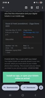 Twee kaarten voor Suzan en Freek 24 mei, Tickets en Kaartjes, Twee personen, Mei