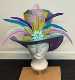 Hoge hoed aqua/lime/lila, Hoed, Nieuw, Ophalen of Verzenden, Handgemaakt