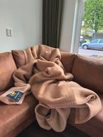 Vintage 100% wollen deken plaid 240x300 | bruin beige camel, Ophalen of Verzenden, Nieuw