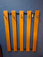 Vintage wandkapstok teak kapstok messing haken jaren 60 70, Huis en Inrichting, Woonaccessoires | Kapstokken, 100 tot 150 cm, ...