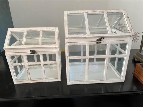 Pantenkastjes, kas wit hout met glas, Tuin en Terras, Kassen, Overige materialen, Glas, Ophalen