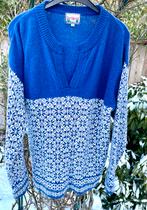 Blauwe Noorse trui - Maat M met prachtig motief. Wol, Kleding | Dames, Truien en Vesten, Ophalen of Verzenden, Zo goed als nieuw
