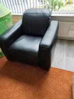 Zwart lederen fauteuil, verstelbaar, Ophalen, Zo goed als nieuw, 50 tot 75 cm