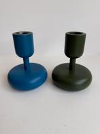 Iittala Nappula kandelaars blauw en groen, Huis en Inrichting, Gebruikt, Blauw, Ophalen of Verzenden, Hout