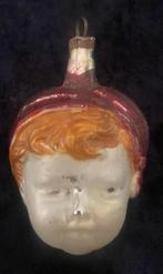Antiek glazen kestvesiering ornamen meisjes gezicht muts, Antiek en Kunst, Ophalen of Verzenden