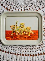 Vintage Dienblad met Poezen - 28x22 cm, Huis en Inrichting, Ophalen of Verzenden, Gebruikt, Rechthoekig, Metaal