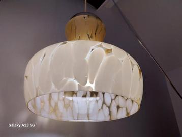 Antieke hanglamp geel Clichy glas beschikbaar voor biedingen