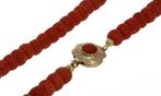 Bloedkoraal antieke ketting fraai 14k gouden bloem slot dame, Sieraden, Tassen en Uiterlijk, Antieke sieraden, Verzenden, Goud
