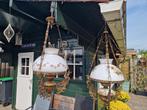 2 Brocante middel grote voormalige olie hang lampen +meer., Huis en Inrichting, Ophalen of Verzenden, Zo goed als nieuw