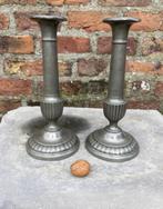 set antiek tinnen kandelaars, tin, mooie !!, Antiek en Kunst, Antiek | Tin, Ophalen of Verzenden