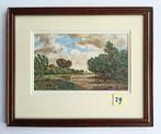 Aquarel "Riviergezicht met hooiberg" door H.J. Plettenburg, Antiek en Kunst, Ophalen of Verzenden