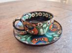 Antieke Thuner Majolica kop-en-schotel, Antiek en Kunst, Antiek | Keramiek en Aardewerk, Ophalen