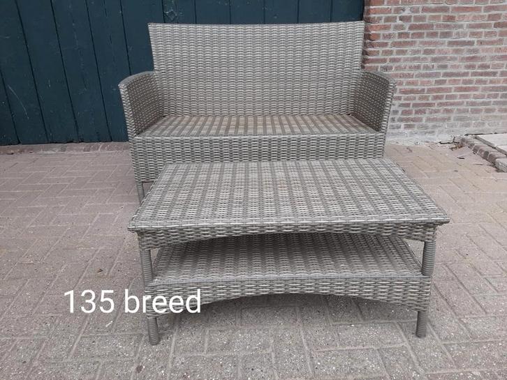 Mooie Wicker Bankstel voor Buiten, Tuin en Terras, Tuinsets en Loungesets, Gebruikt, Loungeset, Wicker, 3 zitplaatsen, Bank, Bijzettafel