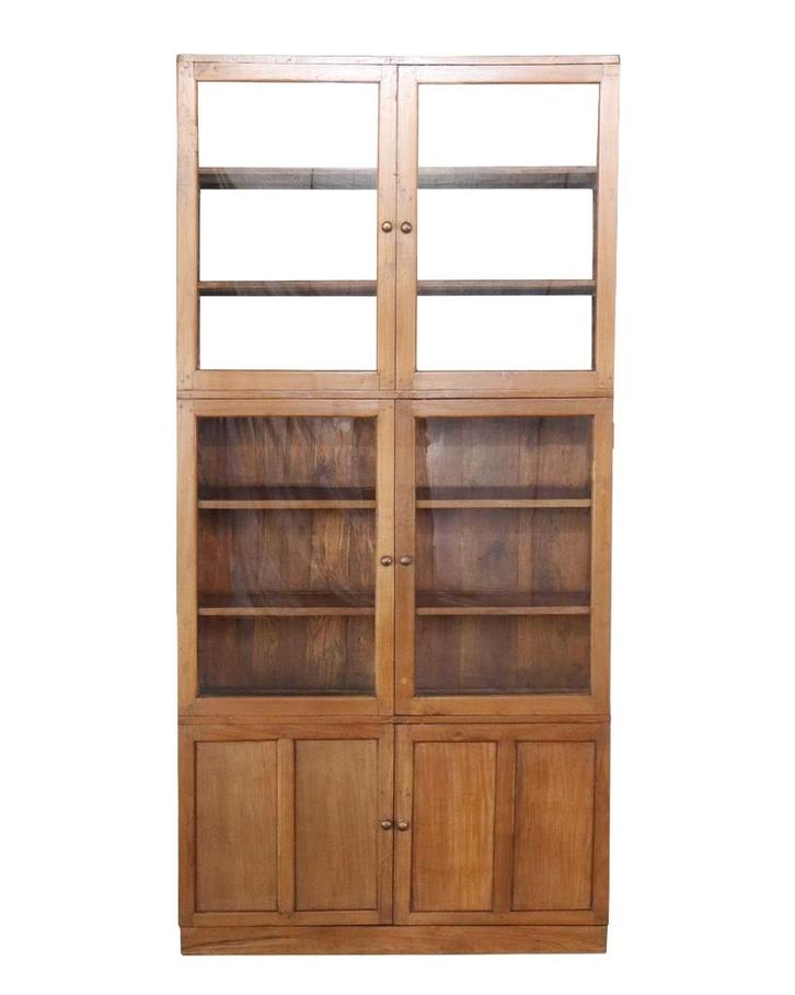 Antieke teakhouten vitrinekast, Huis en Inrichting, Woonaccessoires | Overige, Zo goed als nieuw, Ophalen of Verzenden
