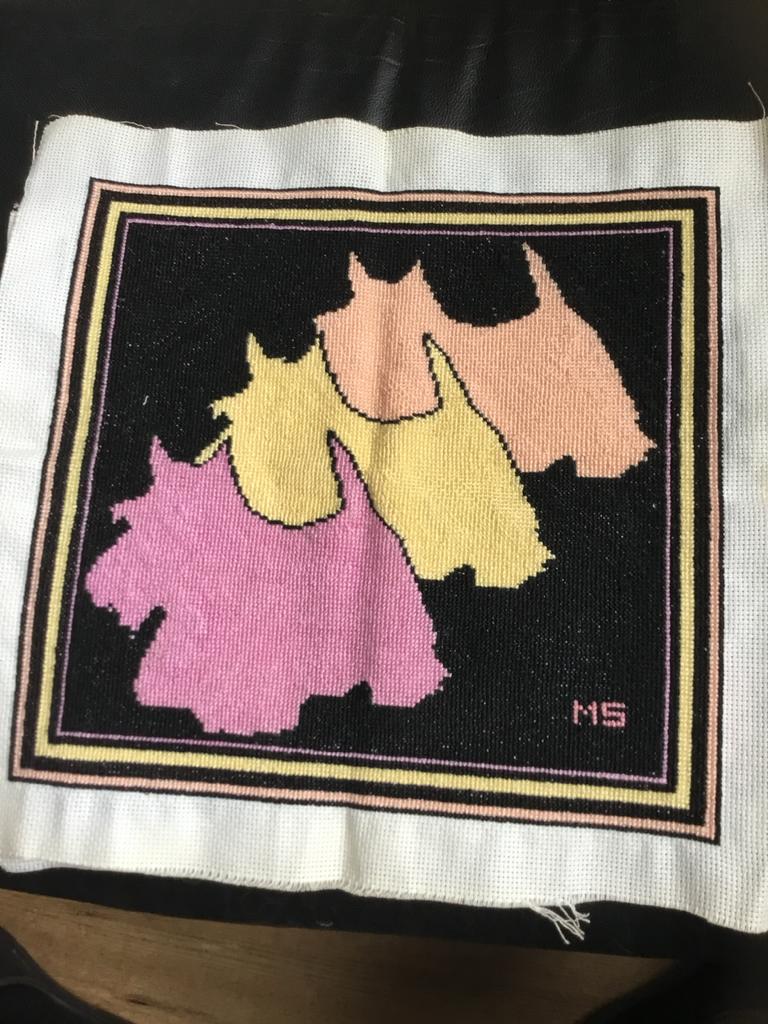 Borduurwerk Schotse Terriër Handgemaakt, Ophalen of Verzenden, Gebruikt, Handborduren, Borduurpakket