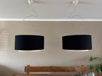 2 stuks gestoffeerde zwarte/ecru hanglampen met binnenkap, Ophalen, Gebruikt, Minder dan 50 cm, Lounge, modern