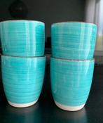 4 nieuwe aqua Azur ceramiek kopjes, Nieuw, Keramiek, Ophalen