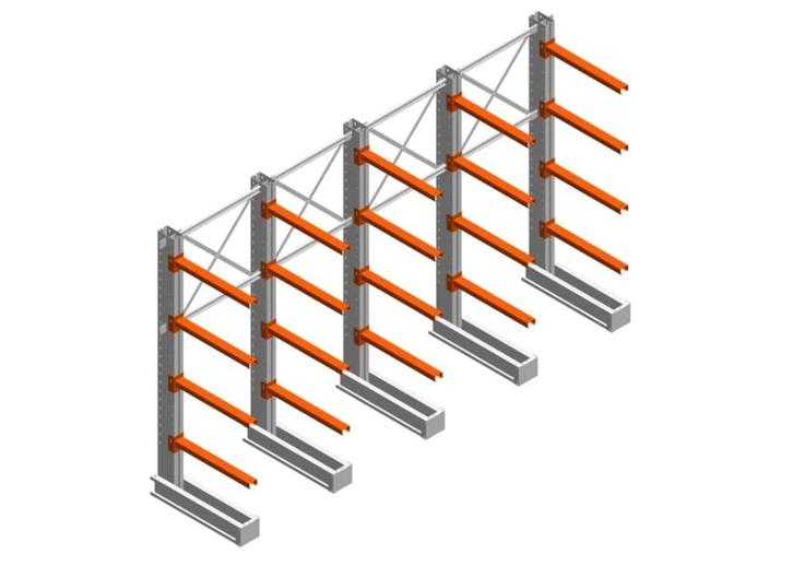 Draagarmstelling - enkelzijdig 2455x4000x800 - 4 niveaus, Zakelijke goederen, Kantoor en Winkelinrichting | Magazijn, Stelling en Opslag