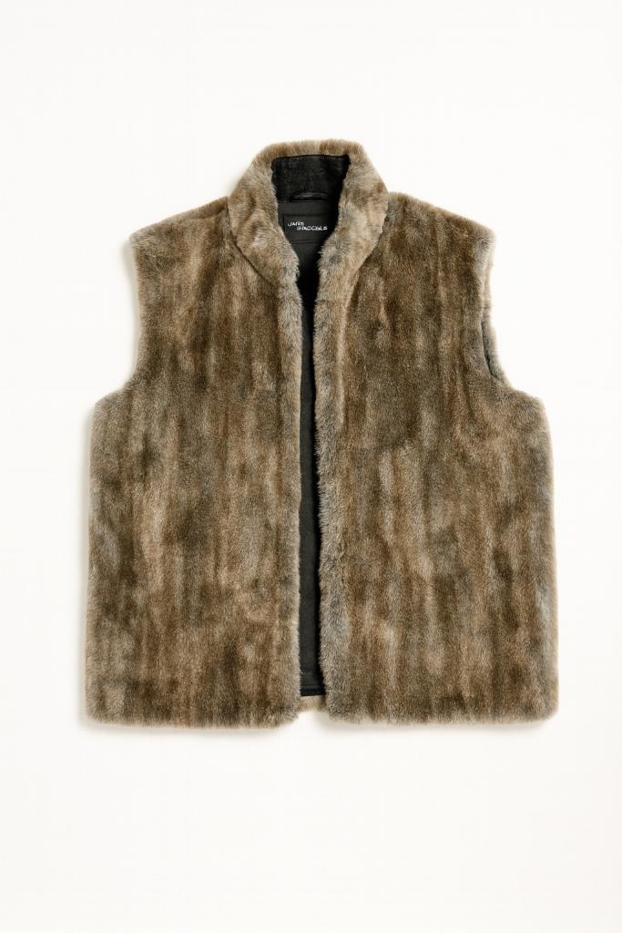 Hucke reversible bodywarmer met bontlook maat 38, Kleding | Dames, Bodywarmers, Gedragen, Maat 38/40 (M), Bruin, Ophalen of Verzenden