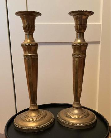 Jugendstil Kandelaars - Messing/Verzilverd? beschikbaar voor biedingen