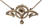 Gouden Art Nouveau ketting met fraaie hanger blister parels