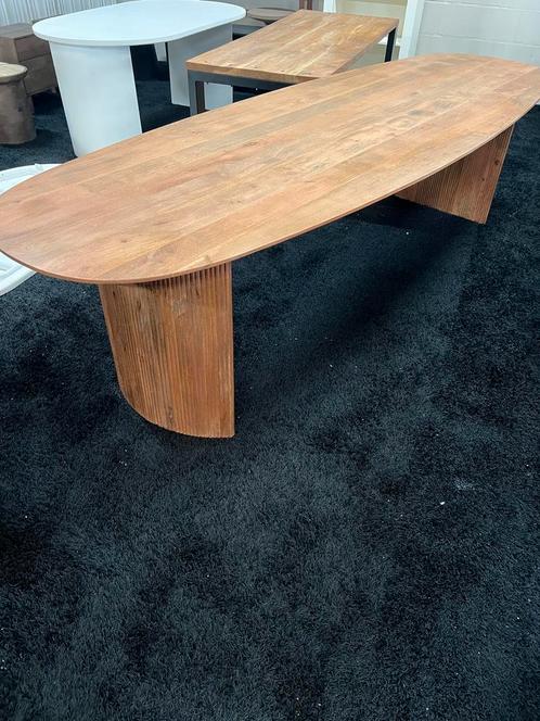 Deens ovale eettafel mangohout 300cm naturel, Huis en Inrichting, Tafels | Eettafels, Zo goed als nieuw, 50 tot 100 cm, 200 cm of meer