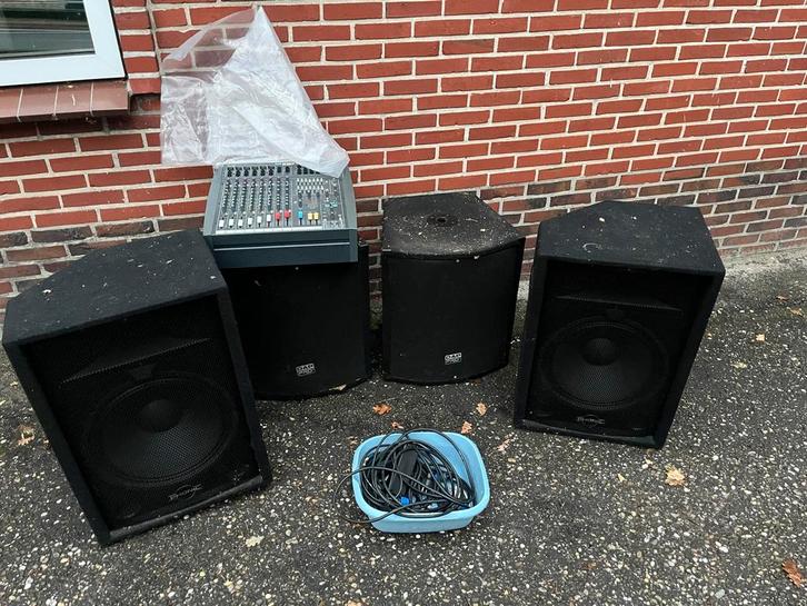 Boxen, Mengpaneel & Versterker - Onbekende Staat, Muziek en Instrumenten, Mengpanelen, Gebruikt, 10 tot 20 kanalen, Microfooningang