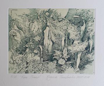 Exlibris / Ex libris E. Timoshenko, Fern Flowers beschikbaar voor biedingen