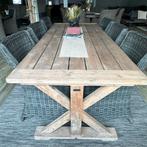 Wicker tuinset – 6 stoelen + teakhouten tafel – 240x100 cm, Tuin en Terras, Verzenden, ., Zo goed als nieuw, .