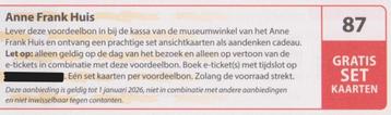 Anne Frank Huis, gratis set kaarten. Postcodeloterij bon 87. beschikbaar voor biedingen