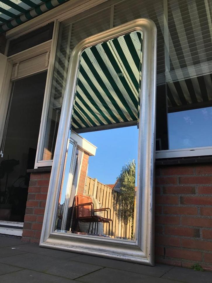 Enorm zware, hoge zilveren toog spiegel (facet geslepen), Huis en Inrichting, Woonaccessoires | Spiegels, Zo goed als nieuw, 75 tot 100 cm