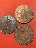 3 munten 2 1/2 cent 1945 Nederlands Indië, Postzegels en Munten, Munten | Nederland, Ophalen, Koningin Wilhelmina, Overige waardes