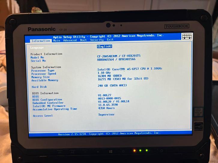 Panasonic CF-20 Rugged Laptop/Tablet - Windows 11, Computers en Software, Windows Laptops, Gebruikt, 10 inch of minder, SSD, Minder dan 2 Ghz
