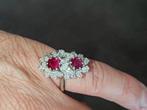 GOUD - GOUDEN RING 18 KRT. m 1,5 CRT DIAMANT EN 1 CRT ROBIJN, Verzenden, Zo goed als nieuw, 17 tot 18, Met edelsteen