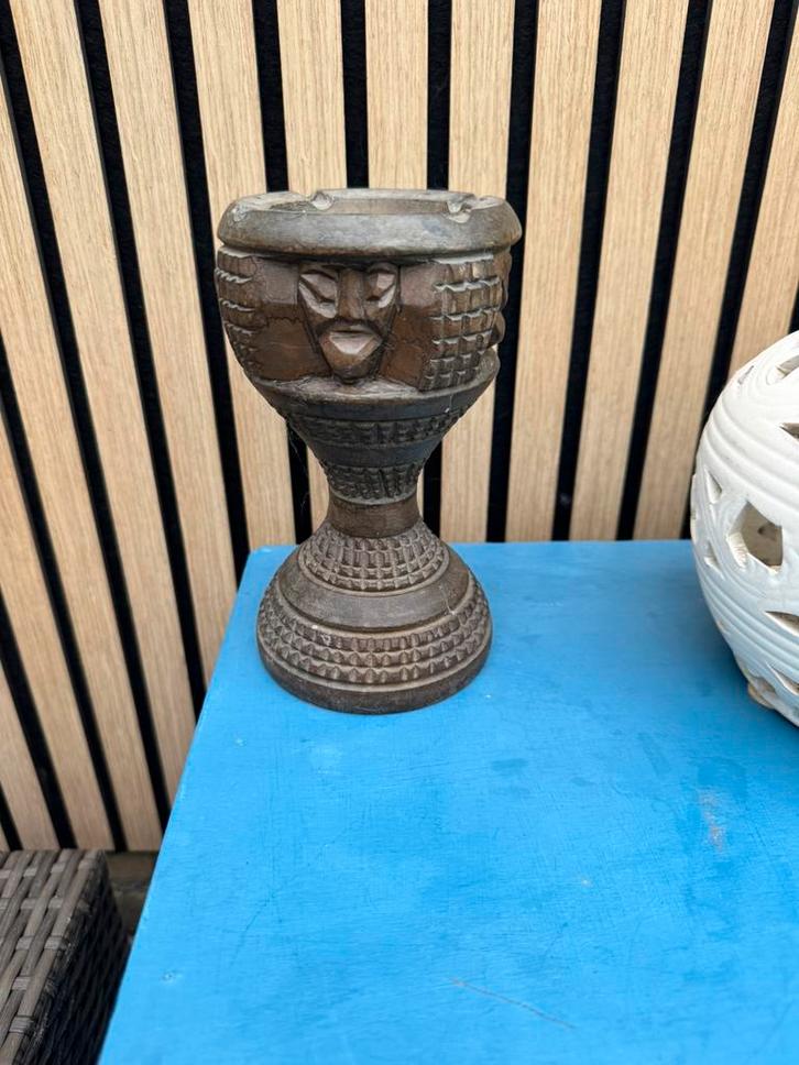 Kuba-stijl gesneden houten beker, Tuin en Terras, Tuinvazen, Gebruikt, Ophalen of Verzenden